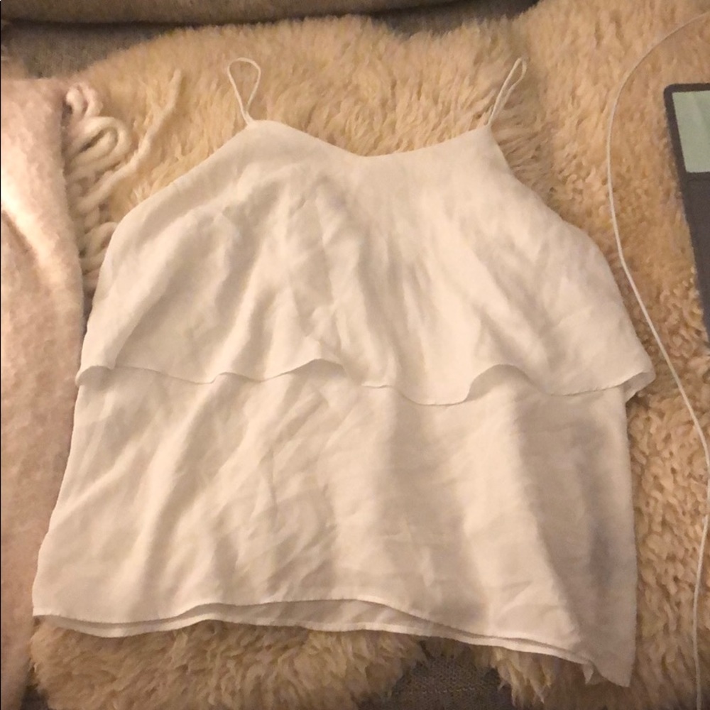 White ruffled tank top